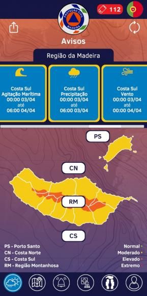 Aviso de mau tempo - Proteção Civil