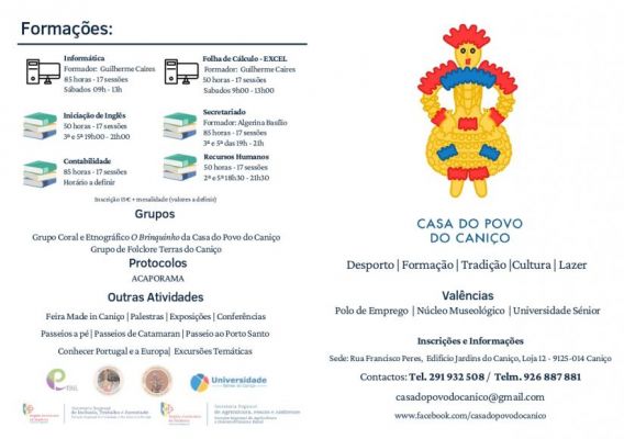 Forma&ccedil;&otilde;es e Atividades da Casa do Povo do Cani&ccedil;o 2026