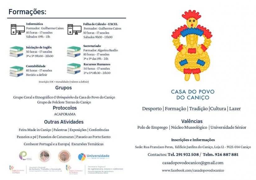 Forma&ccedil;&otilde;es e Atividades da Casa do Povo do Cani&ccedil;o 2026