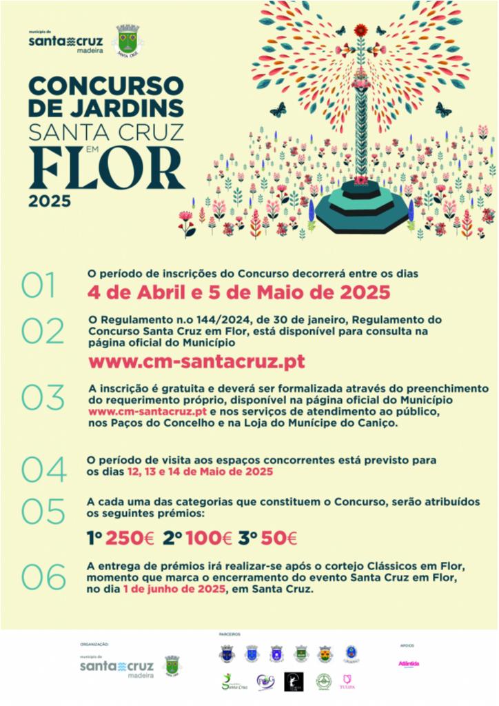 Processo de inscrição e prémios - Concurso de Jardins "Santa Cruz em Flor 2025"
