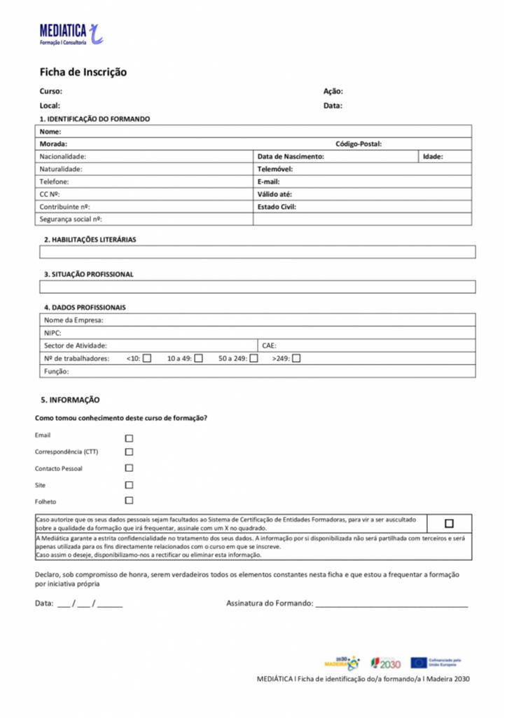 Ficha de Inscri&ccedil;&atilde;o